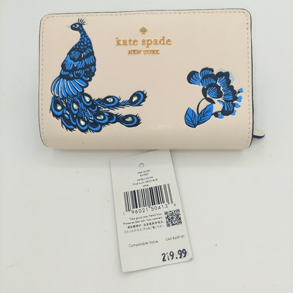 kate spade Handbags - Kate Spade Perfect Plume medium Peacock wallet